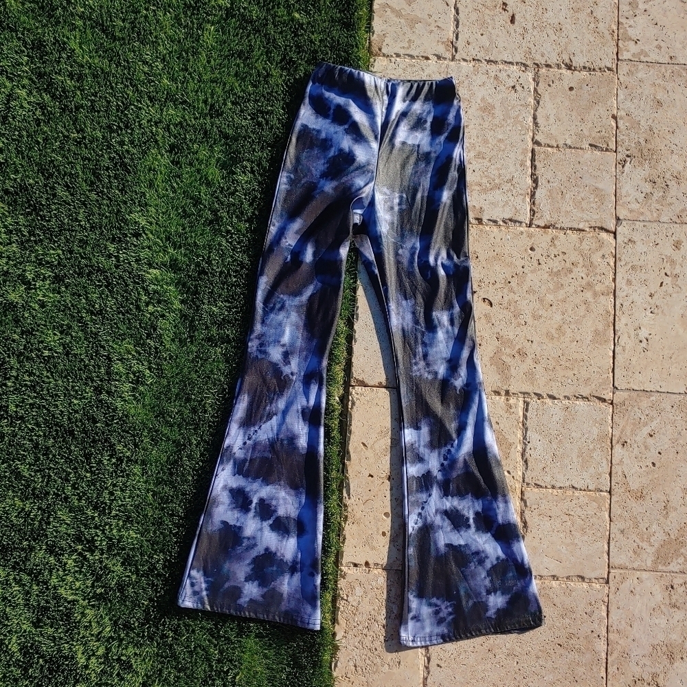 TOPSHOP High Rise Tie Dye Flared Pants Bell Bottoms